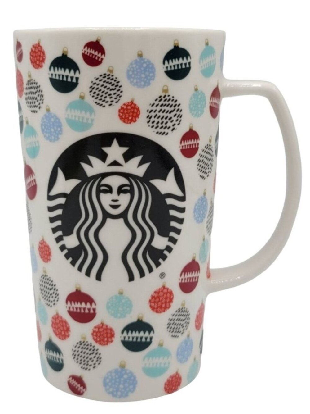 Starbucks 2016 Christmas Mug Multicolor 14oz Mermaid Logo All Over Ornament Ball